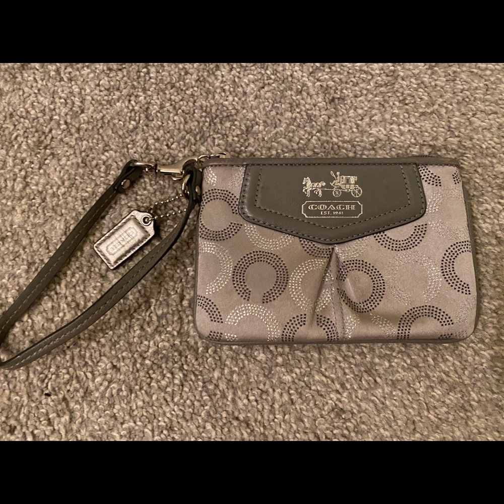 COACH Silver and Purple Small Wristlet
